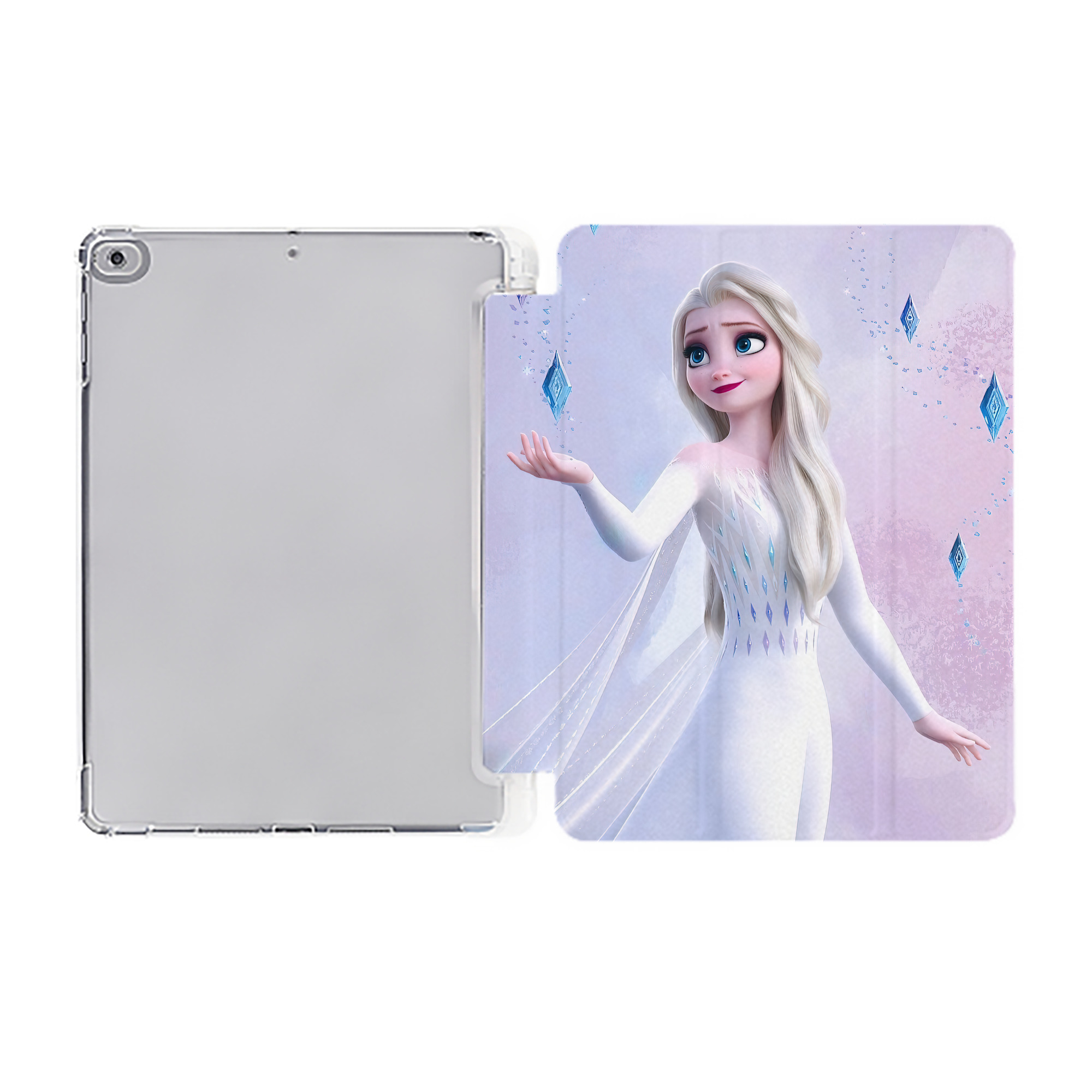 （画像用） アナと雪の女王 アンナ エルサ Frozen Anna Elsa IPad ケース ペン収納付き 三つ折りスタンド PUレザー×シリコン 対応機種9.5/10.5/10.9インチ
